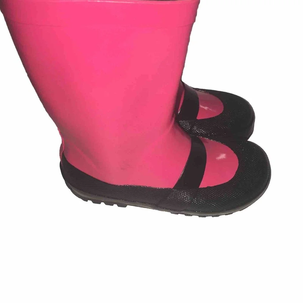 Girls Hot Pink Mary Jane Rubber Rain Boots Corkys size 11